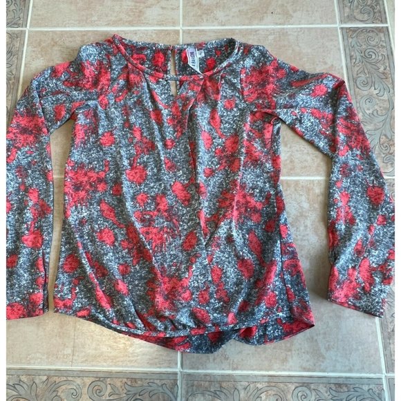 Yoana Baraschi Tops - Yoana Baraschi WORN ONCE Printed Faux Wrap Blouse Long Sleeve Gray Red Size XS